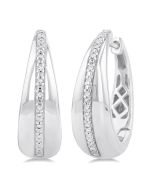 Silver Bold Diamond Hoop Earrings