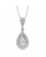 Pear Shape Silver Diamond Pendant