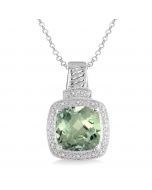 Silver Gemstone & Diamond Pendant