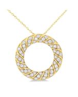 Circle Ribbed Diamond Pendant