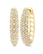 Ribbed Diamond Hoop Earrings