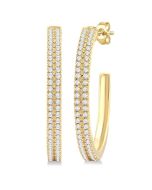 Double Row Diamond Half Hoop Earrings