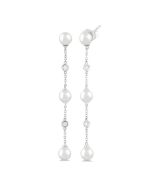 Pearl & Diamond Station Long Earrings