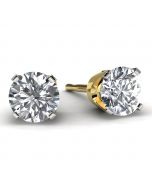 Yellow Gold Diamond Solitaire Earrings Front View