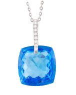 14kt White Gold Bellarri Swiss Blue Topaz Pendant