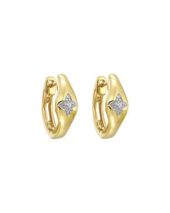 14k Yellow Gold .05ctw Diamond Hoop Earrings