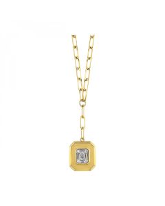 14K Yellow Gold .14 CTW Diamond Baguette Pendant Necklace