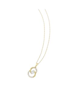 Double Yellow Gold Hoop Diamond Pendant