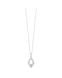 14K White Gold .25 CTW Diamond Teardrop Halo Pendant Necklace