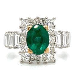 Platinum & 18K 1.07 Ct. Emerald & Diamond Ring
