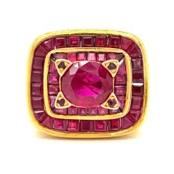 18K Yellow Gold GIA Certified Burma Ruby Ring
