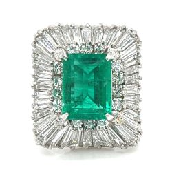 Platinum GIA Certified 3.33 Ct. Colombian Emerald & Diamond Ring
