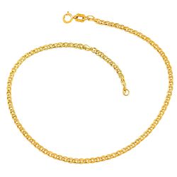 10k Yellow Gold Semi-Soli Inner Link Anklet with Spring Ring Lock