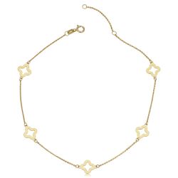 10k Yellow Gold Clover Flower Station Anklet