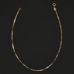 10k Yellow Gold Twisted Mirror Station Anklet