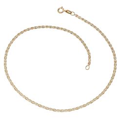 10k TriColor Gold Star Valentino Link Anklet with Spring Ring Lock