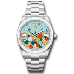 *Previously Enjoyed* Rolex Oystersteel Oyster Perpetual 41 Watch - Domed Bezel - Turquoise Blue Celebration Motif Index Dial - Oyster Bracelet