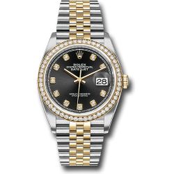 *Previously Enjoyed* Rolex Steel and Yellow Gold Rolesor Datejust 36 Watch - Yellow Diamond Bezel - Black Diamond Dial - Jubilee Bracelet