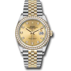 *Previously Enjoyed* Rolex Steel and Yellow Gold Rolesor Datejust 36 Watch - Yellow Diamond Bezel - Champagne Diamond Dial - Jubilee Bracelet