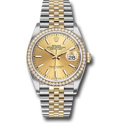 *Previously Enjoyed* Rolex Steel and Yellow Gold Rolesor Datejust 36 Watch - Yellow Diamond Bezel - Champagne Index Dial - Jubilee Bracelet