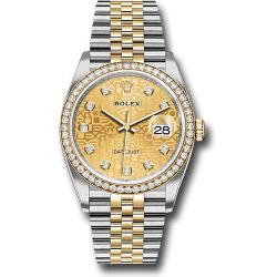 *Previously Enjoyed* Rolex Yellow Rolesor Datejust 36 Watch - Diamond Bezel - Champagne Jubilee Diamond Dial - Jubilee Bracelet