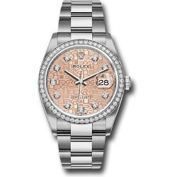 *Previously Enjoyed* Rolex Steel Datejust 36 Watch - Diamond Bezel - Pink Jubilee Diamond Dial - Oyster Bracelet