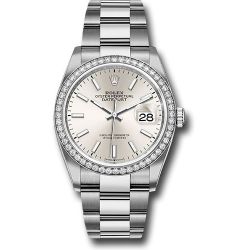 *Previously Enjoyed* Rolex Steel Datejust 36 Watch - Diamond Bezel - Silver Index Dial - Oyster Bracelet