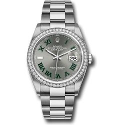 *Previously Enjoyed* Rolex White Rolesor Datejust 36 Watch - Diamond Bezel - Slate Roman Dial - Oyster Bracelet