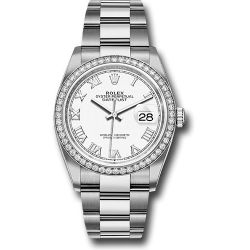 *Previously Enjoyed* Rolex Steel Datejust 36 Watch - Diamond Bezel - White Roman Dial - Oyster Bracelet