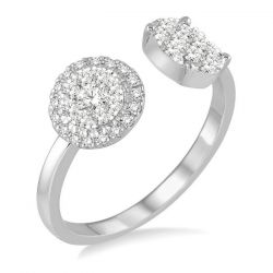2 Stone Shine Bright Diamond Fashion Open Ring