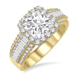 Cushion Shape Semi-Mount Halo Diamond Engagement Ring