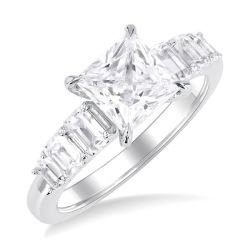 Princess Shape Semi-Mount Diamond Engagement Ring