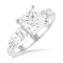 Princess Shape Semi-Mount Diamond Engagement Ring