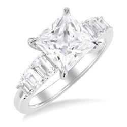 Princess Shape Semi-Mount Diamond Engagement Ring