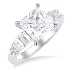 Princess Shape Semi-Mount Diamond Engagement Ring