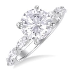 Round Shape Semi-Mount Diamond Engagement Ring