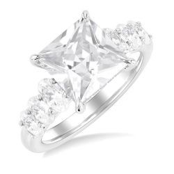 Princess Shape Semi-Mount Diamond Engagement Ring