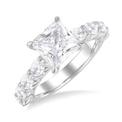 Princess Shape Semi-Mount Diamond Engagement Ring