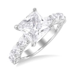 Princess Shape Semi-Mount Diamond Engagement Ring