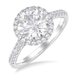 Round Shape Semi-Mount Halo Diamond Engagement Ring