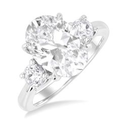 Oval Shape Past Present & Future Semi-Mount Diamond Engagement Ring