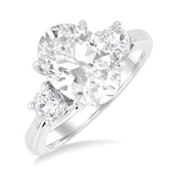 Oval Shape Past Present & Future Semi-Mount Diamond Engagement Ring