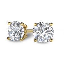 Yellow Gold Diamond Earrings front view