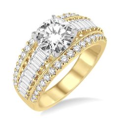 Round Shape Semi-Mount Diamond Engagement Ring