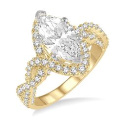 Marquise Shape Semi-Mount Diamond Halo Engagement Ring
