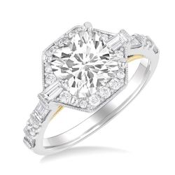 Cushion Shape Semi-Mount Halo Diamond Engagement Ring