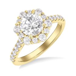 Round Shape Semi-Mount Halo Diamond Engagement Ring