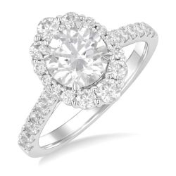 Round Shape Semi-Mount Halo Diamond Engagement Ring