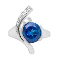 Celestial Wave Blue Topaz and White Sapphire Ring