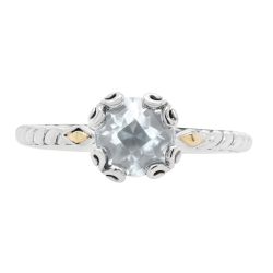 Vintage-Style White Topaz and Gold Accent Ring